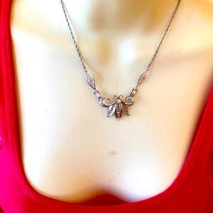 Am Lee sterling silver BUG Crystal necklace vintage